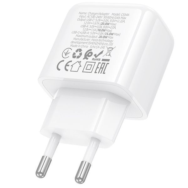 МЗП Hoco CS54A Surplus PD20W+QC3.0 (1USB-A/1C) 74165 фото