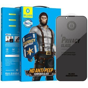 Захисне 2.5D скло Blueo Full Cover Anti-Peep для Apple iPhone 15 / 16 (6.1") 66758 фото