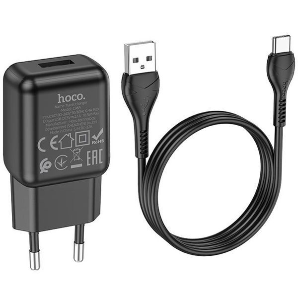 МЗП Hoco C96A 2.1A (1USB-A) + кабель USB to Type-C 81497 фото