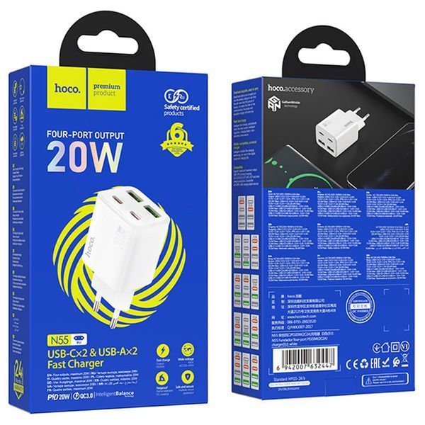 МЗП Hoco N55 Fundador PD20W+QC3.0 (2USB-A/2C) 73924 фото