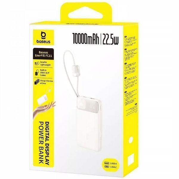 Портативний ЗП Power Bank Baseus EnerFill FC11 PD22.5W with cable 10000 mAh (2USB-C) (E0027R) 88840 фото