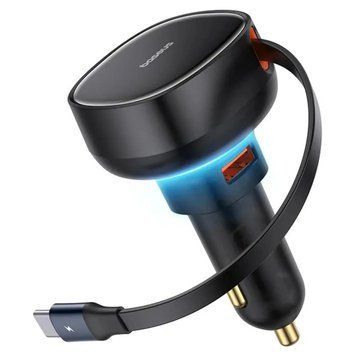 АЗП Baseus Enjoyment Pro PD60W with retractable cables (1USB-A/1C/1L) (C00057802111) 87527 фото