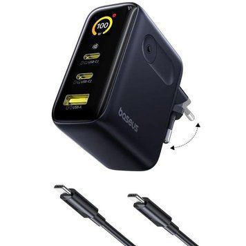МЗП Baseus PicoGo AE21 Fast Charger 100W (1USB-A/2C) + кабель Type-C to Type-C (E0121B) 85292 фото