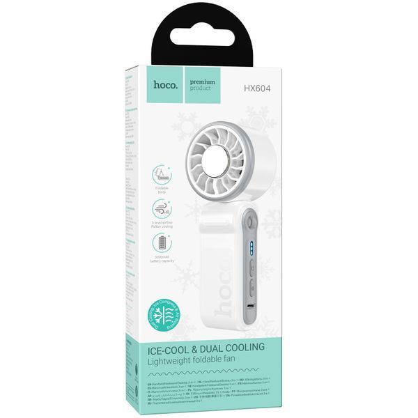 Портативний вентилятор Hoco HX604 handheld folding fan 3000 mAh 86335 фото